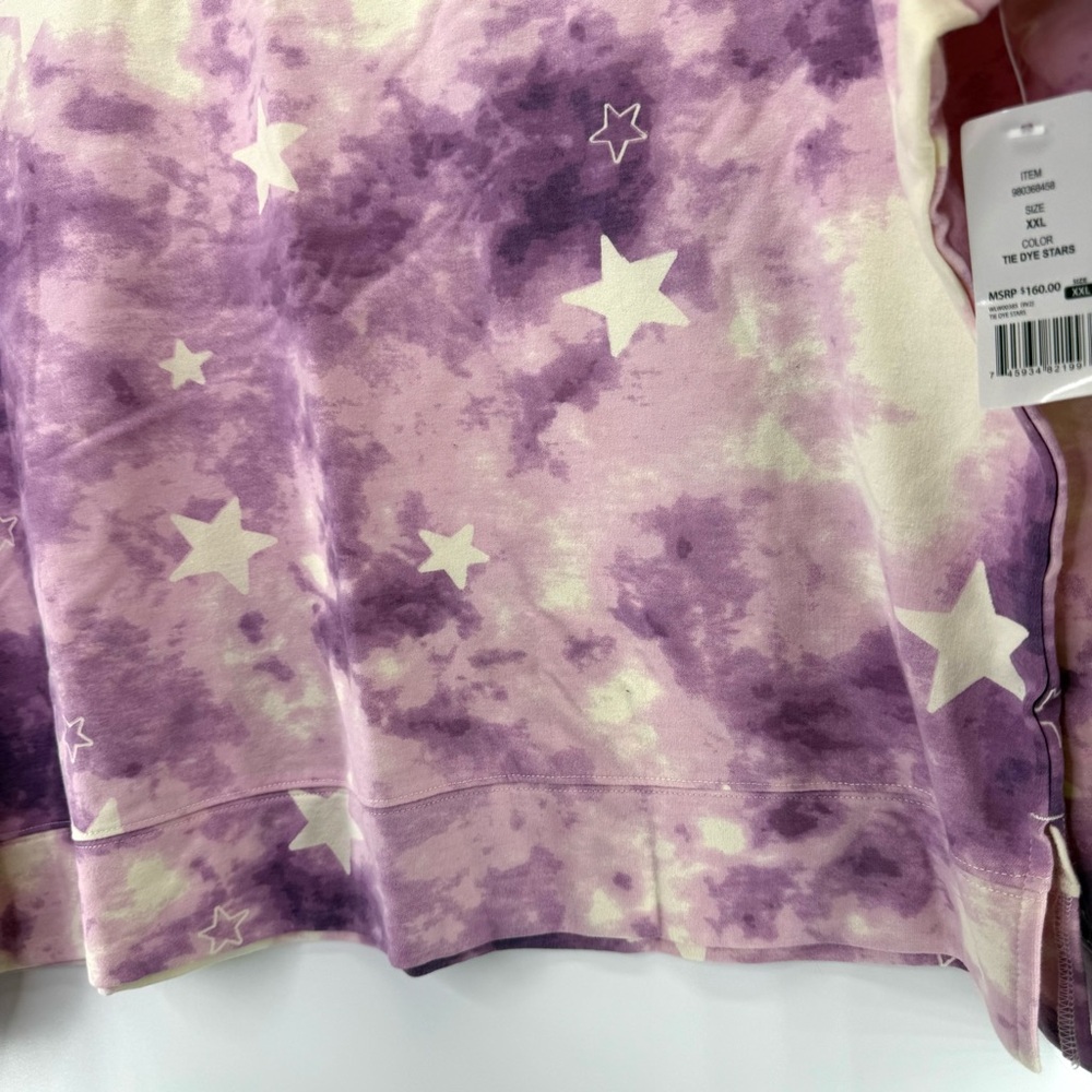 Wildfox Tie Dye Stars Pullover Sweatshirt Purple Size XXL NEW - Picture 4 of 11